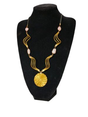 Collana Capim Dourado e Quarzo Rosa